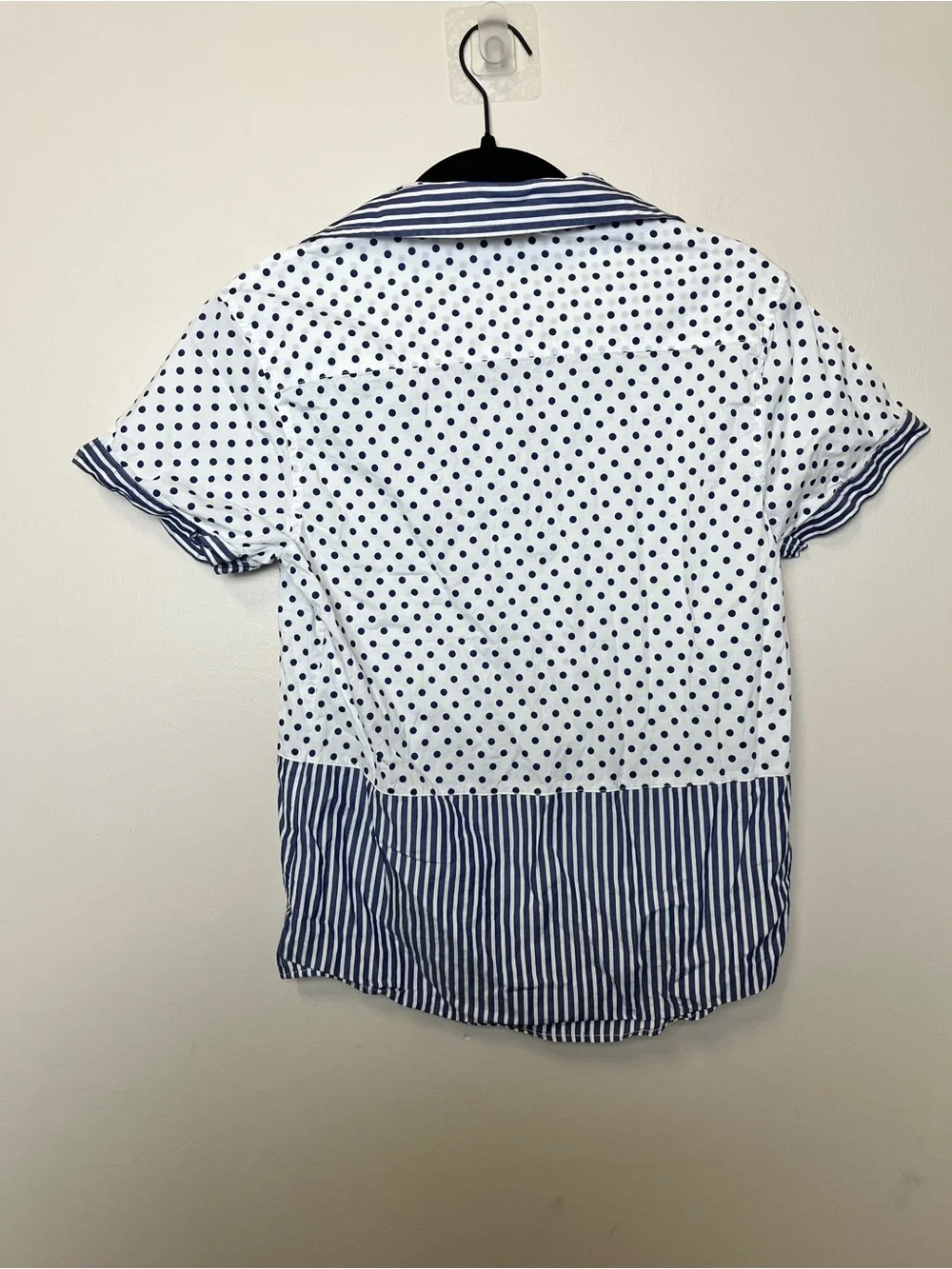 Daniele Alessandrini White Shirt with Navy Polka Dots